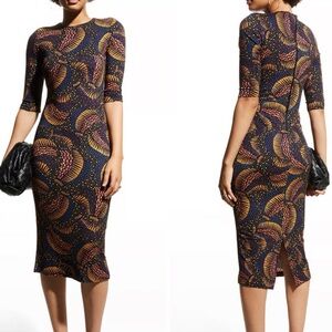 FARM Rio bodycon jersey Midi dress wild bananas M medium